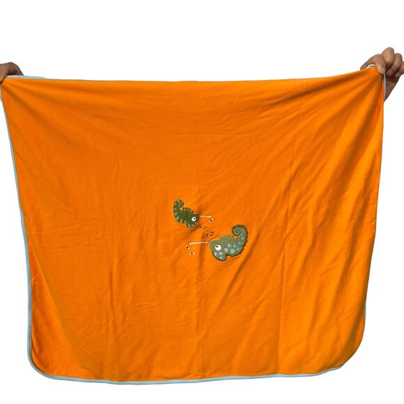 Gymboree Chameleon Lizard Baby Blanket Zap 2004 Orange Camouflage Blue Green - Picture 1 of 6
